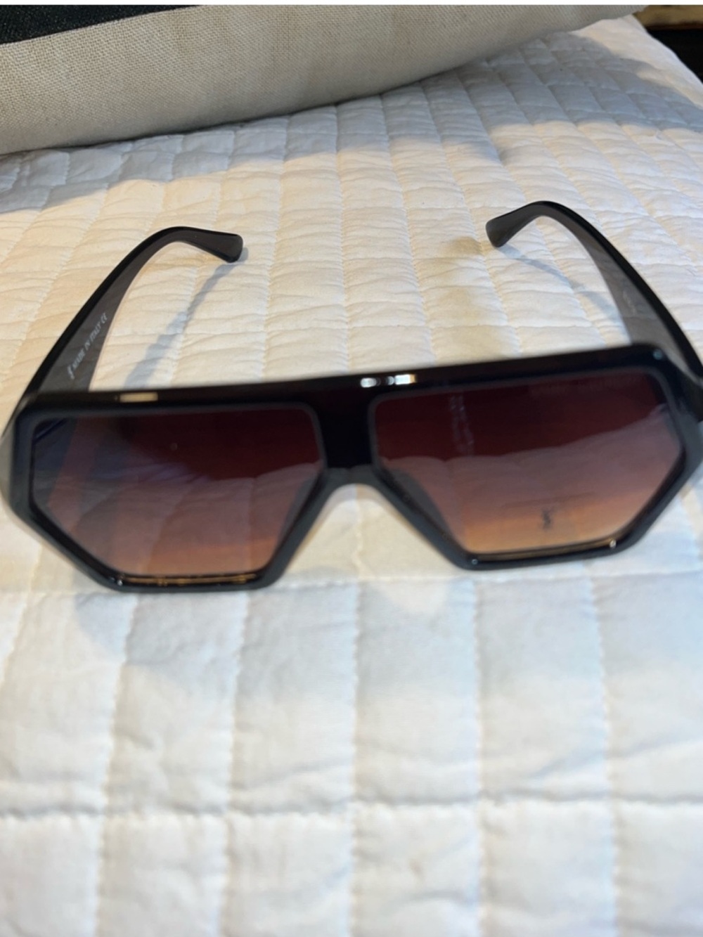 Yves Saint Laurent Black Frame Sunglasses with Brown Gradient Lenses